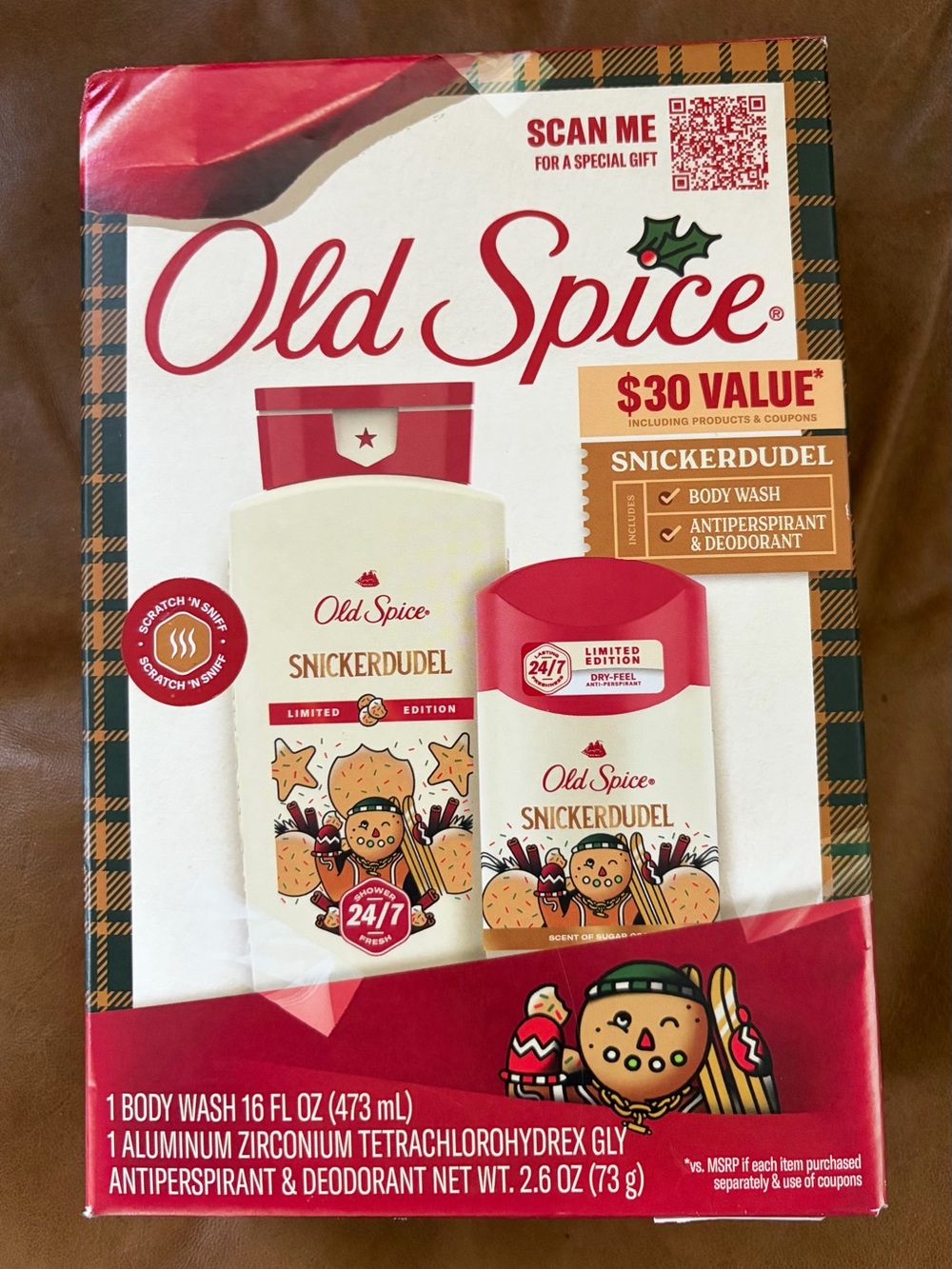Old Spice‎ Snickerdudel Gift Set - Red and Cream Holiday Pack